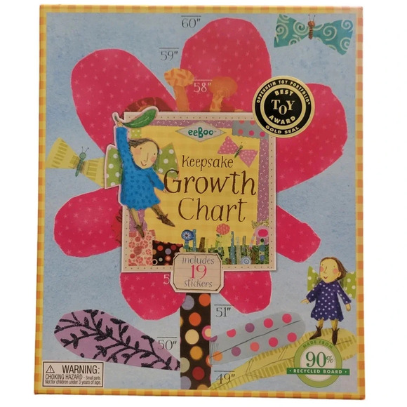 eeBoo Keepsake Floral Growth Chart with Milestone Stickers New Open Box - Picture 1 of 13